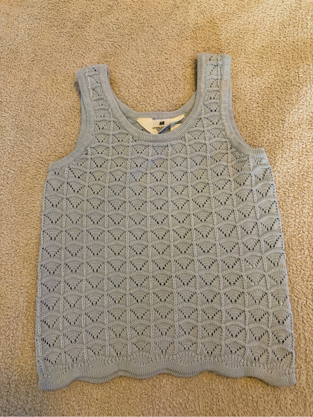 H&M Light Blue Open-Knit Crewneck Tank Sweater - Men's